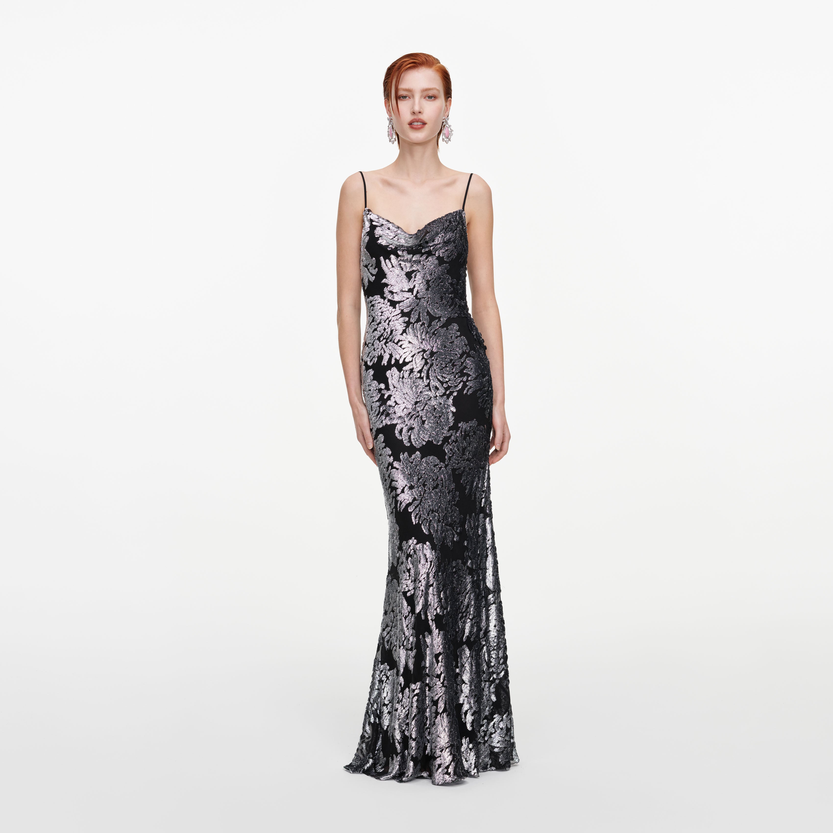 Silver Fil Coupe Maxi Dress
