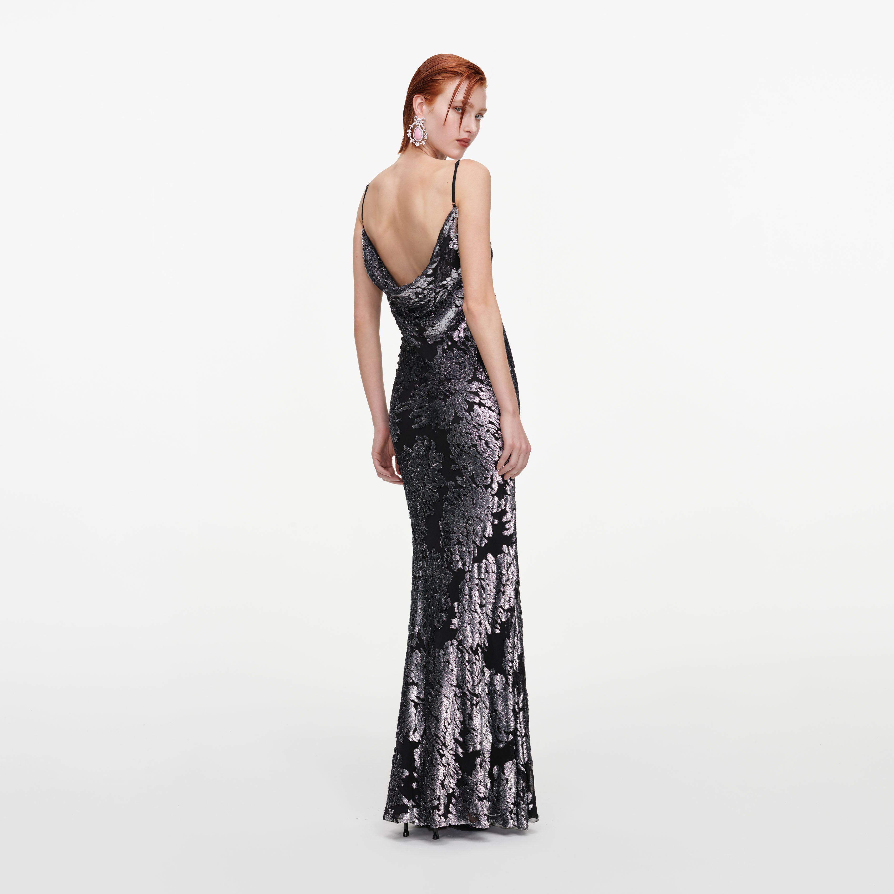 Silver Fil Coupe Maxi Dress