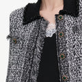 Black And White Textured Knit Cardigan