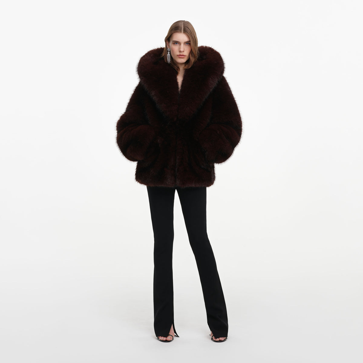 Brown Faux Fur Hooded Jacket