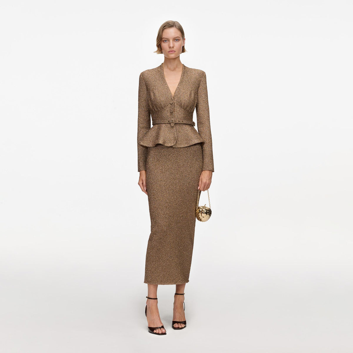 Bronze Tailored Knit Midi Dress