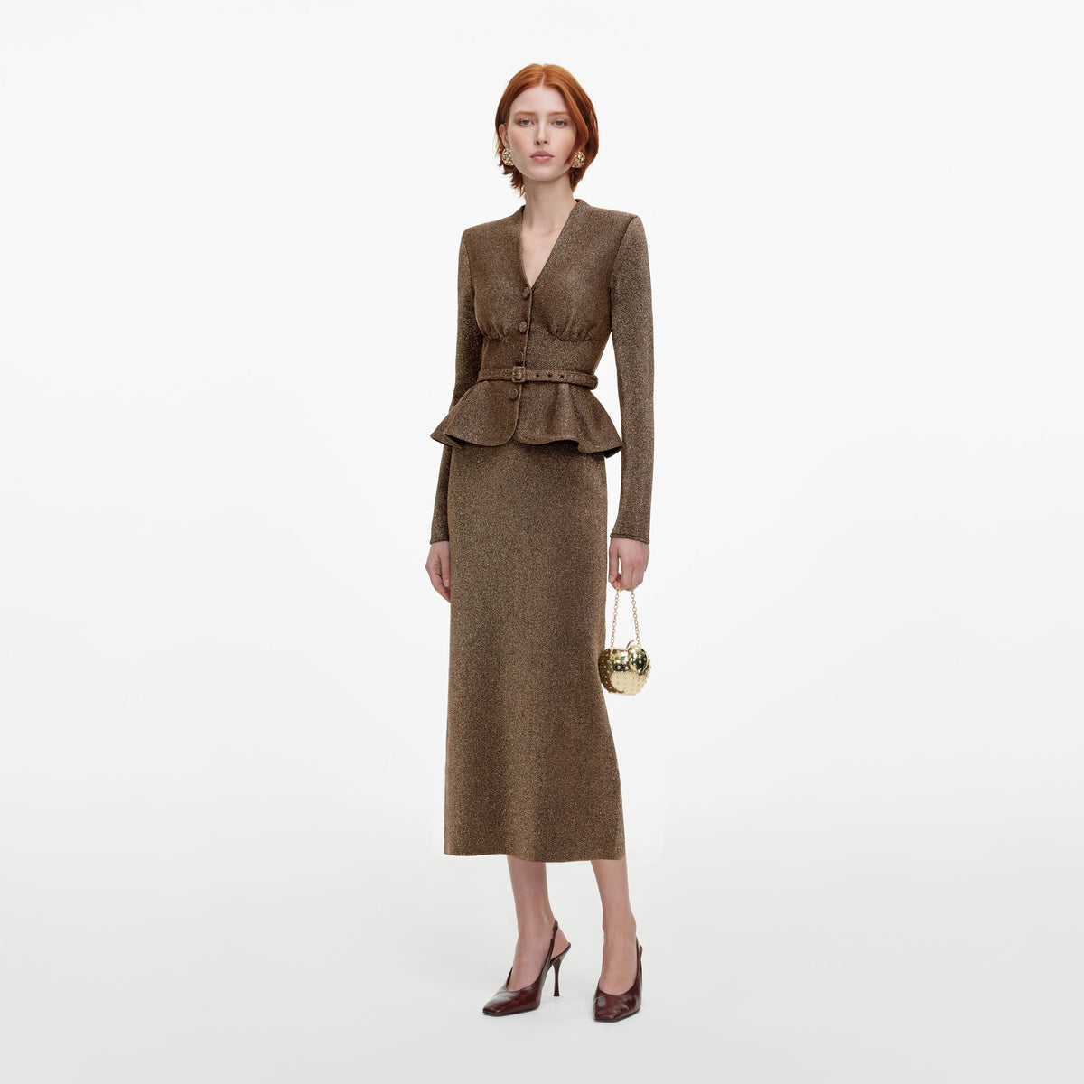 Bronze Tailored Knit Midi Dress