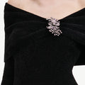 Black Brooch Chenille Knit Top