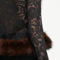 Grey Lace Fur Collar Top