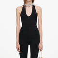 Black Halter Neck Knit Bodysuit