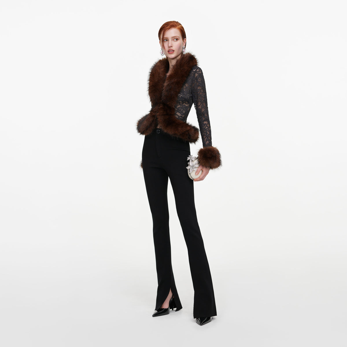 Black Flared Knit Trousers