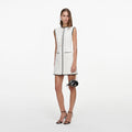 Cream Sleeveless Boucle Mini Dress