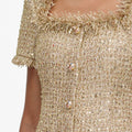 Gold Sequin Boucle Mini Dress