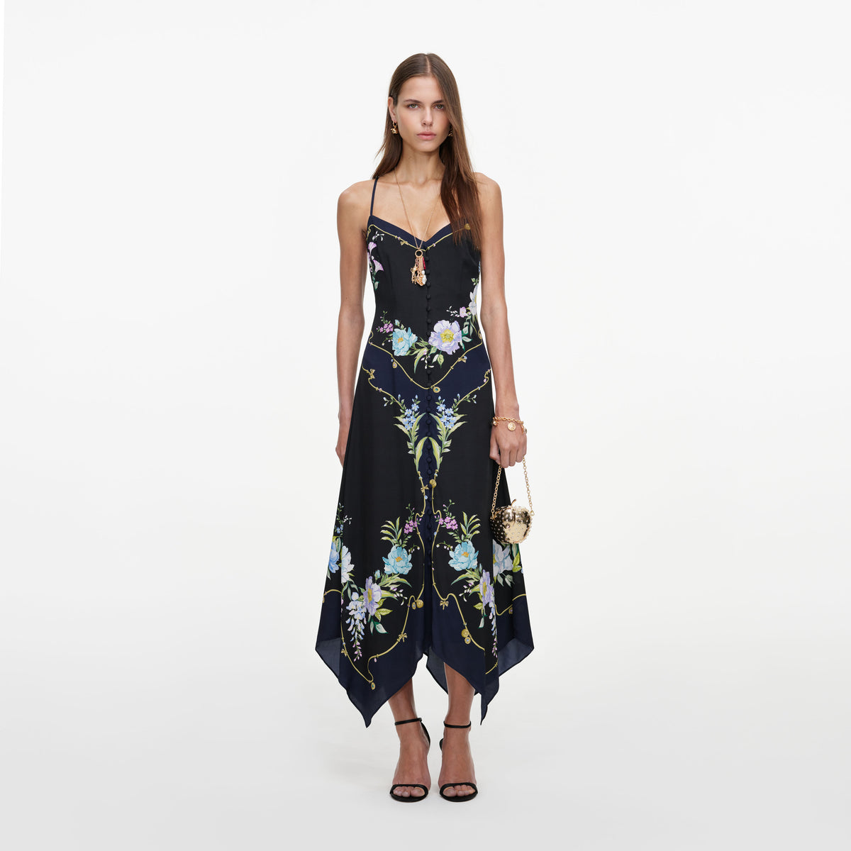 Navy Floral Midi Dress