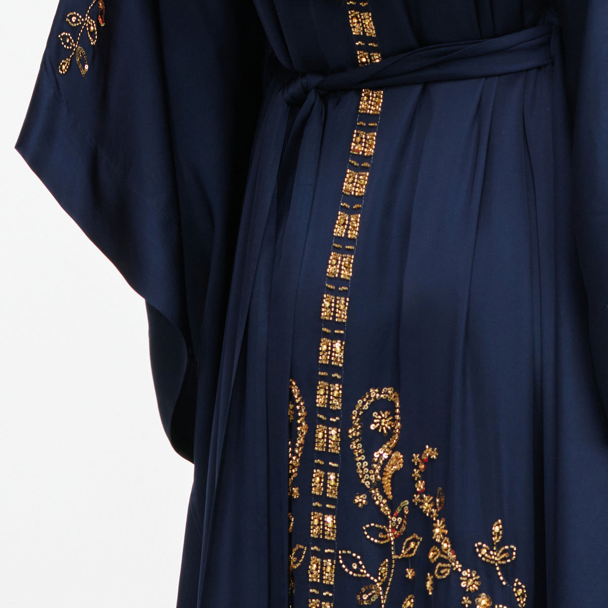 Navy Sequin Embroidered Kaftan