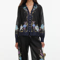 Navy Floral Organza Trousers