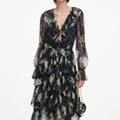 Navy Floral Georgette Maxi Dress