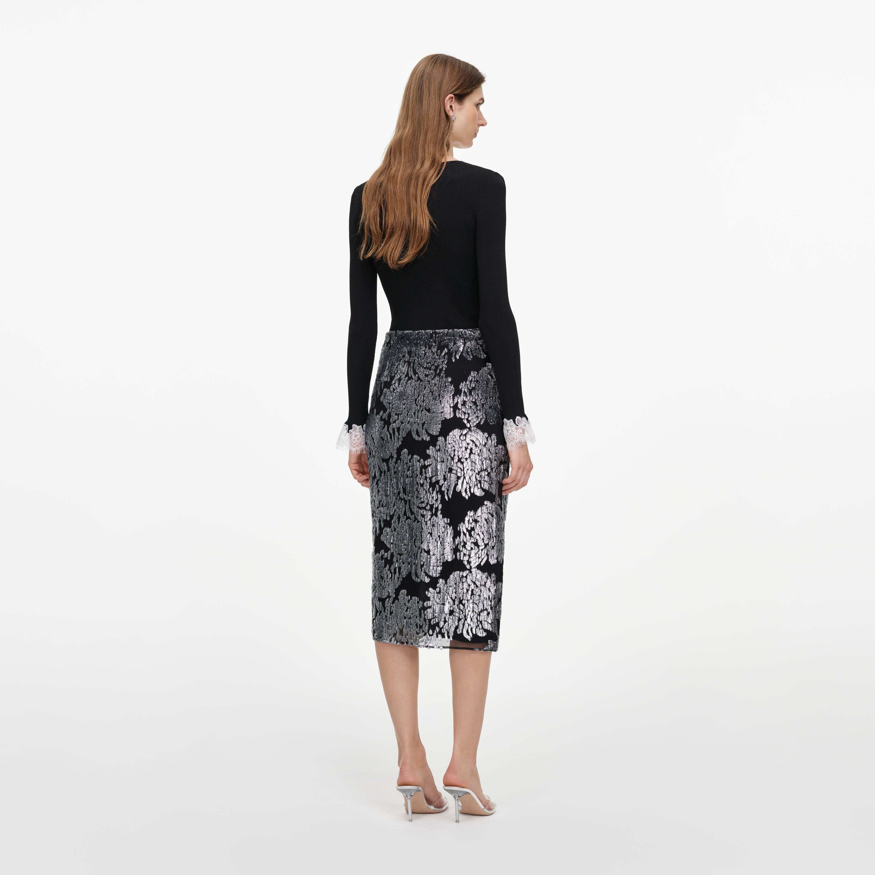 Silver Fil Coupe Midi Skirt