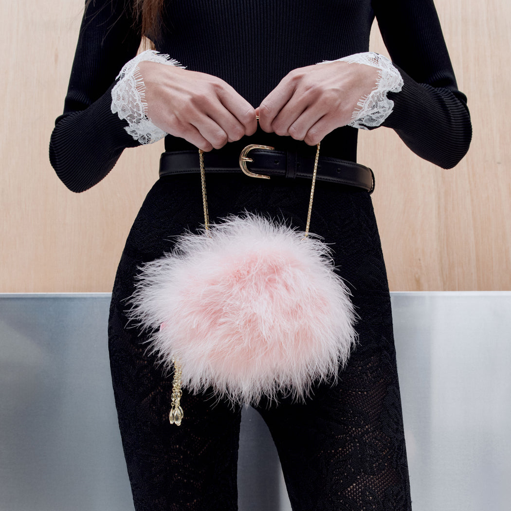Pink Feather Clutch Bag
