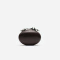 Brown Leather Crystal Flower Oval Clutch Bag