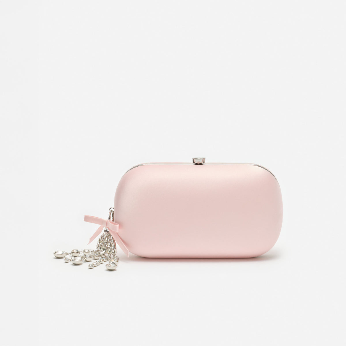 Pink Rectangle Satin Clutch Bag