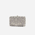 Silver Crystal Swan Clutch Bag