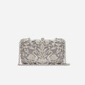 Silver Crystal Swan Clutch Bag