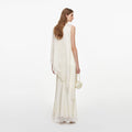 Cream Satin Lace Cape Maxi Dress