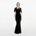 Black Velvet Cape Maxi Dress