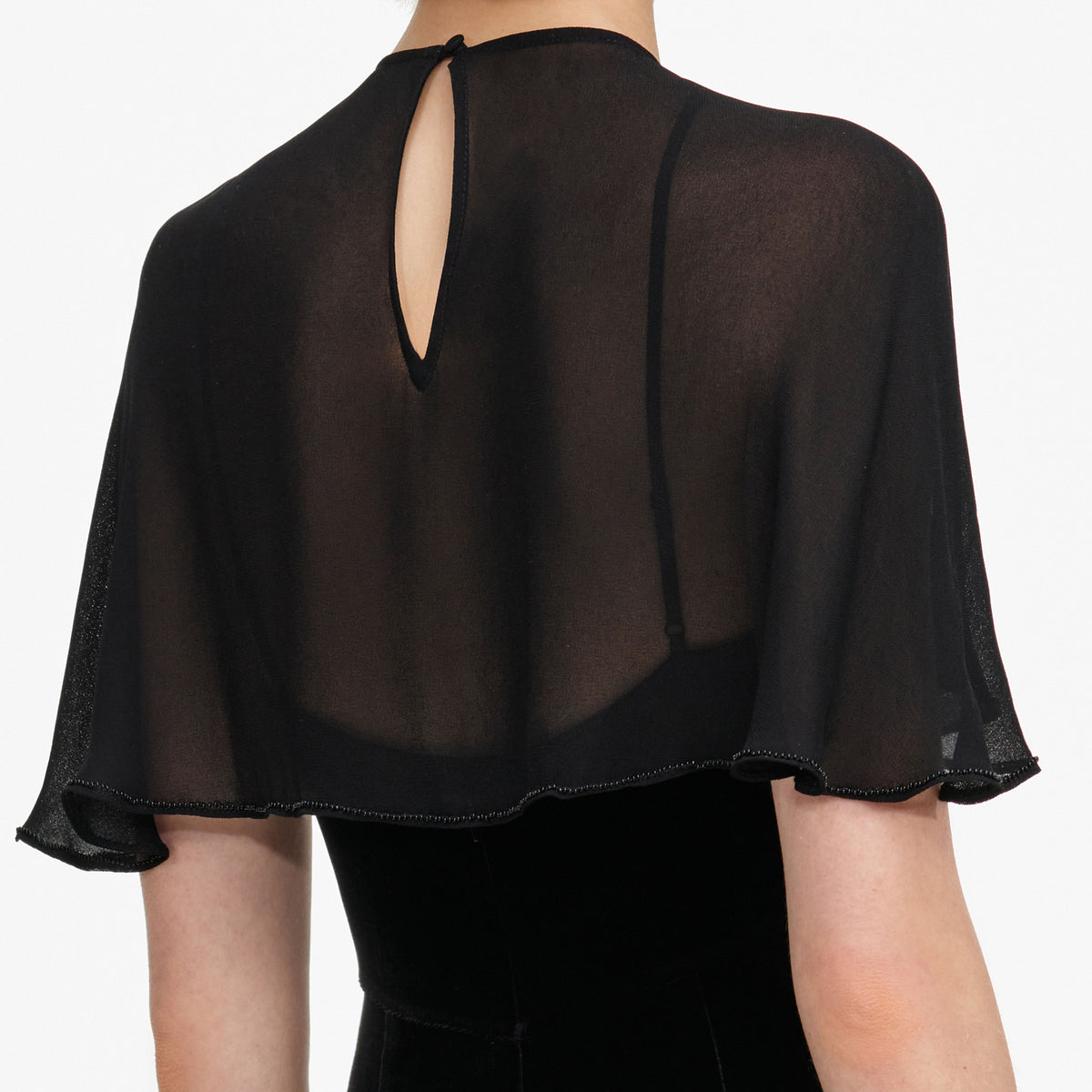 Black Velvet Cape Maxi Dress