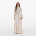 Champagne Ombre Rhinestone Twist Maxi Dress