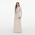 Champagne Ombre Rhinestone Twist Maxi Dress