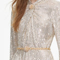 Champagne Ombre Rhinestone Twist Maxi Dress