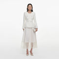 Cream Boucle Wrap Midi Dress