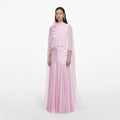 Pink Satin Jersey Cape Maxi Dress