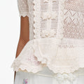 Cream Pointelle Knit Wrap Peplum Top