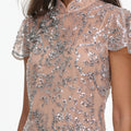 Silver Sequin Embellished Mini Dress