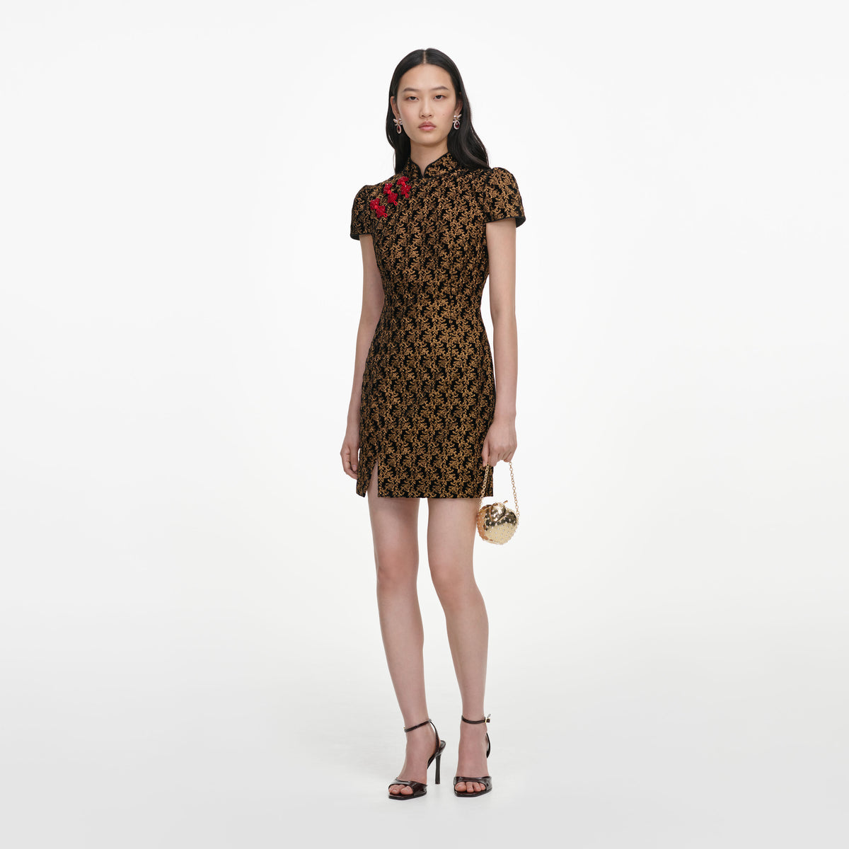 Black Velvet Flower Mini Dress