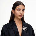 Silver Crystal Bow Brooch
