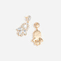 Gold Tiered Pearl Crystal Earrings