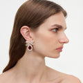 Gold Crystal Bow Ruby Earrings