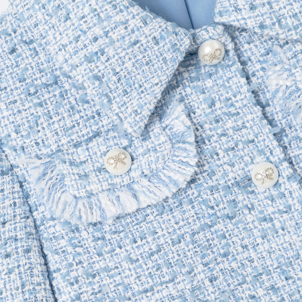 Blue Textured Boucle Jacket