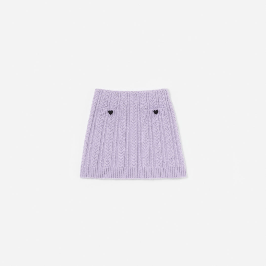 Purple Cable Knit Skirt