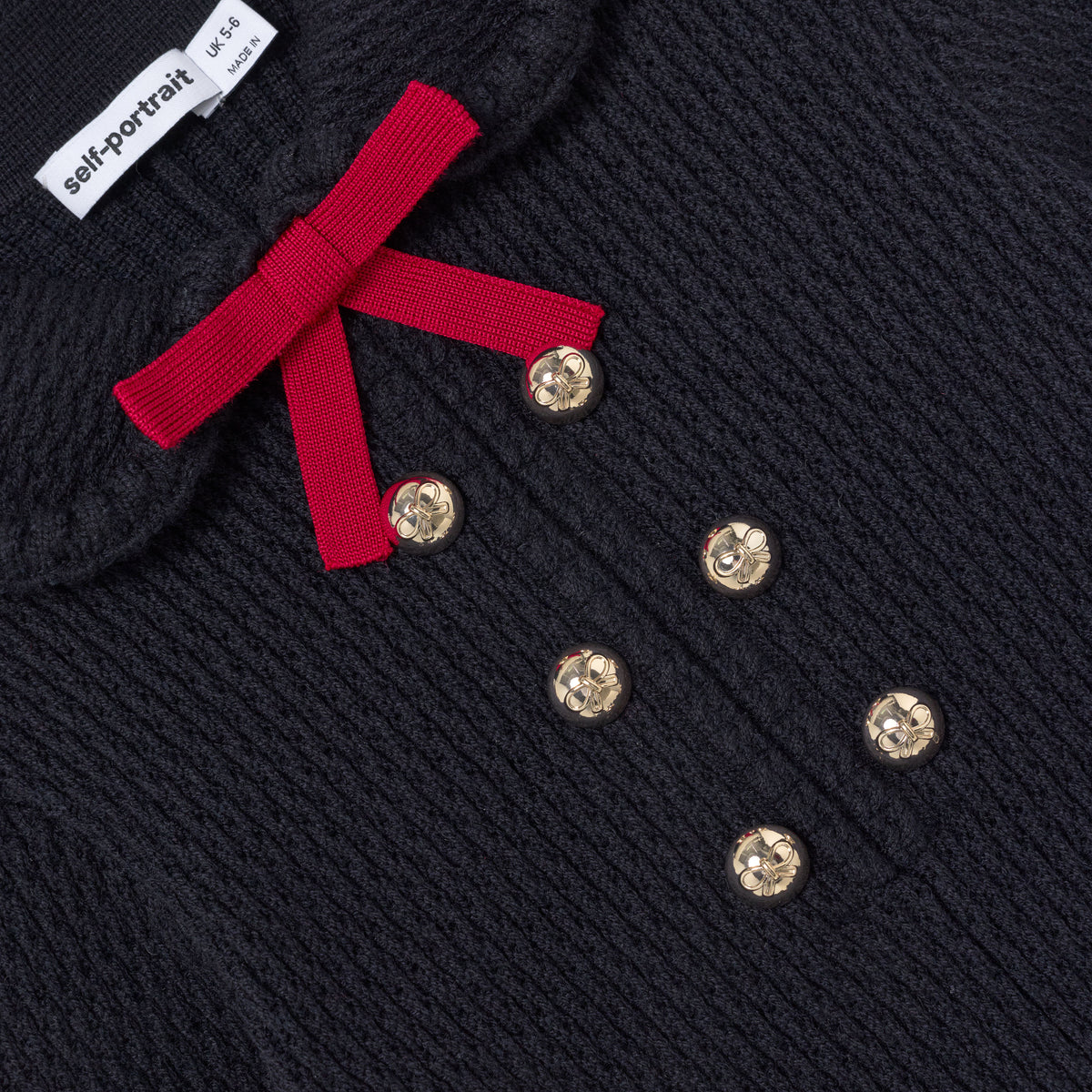Navy Viscose Knit Bow Collar Dress