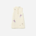 Cream Floral Jacquard Sleeveless Dress