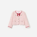 Pink Textured Boucle Frill Collar Jacket
