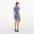 Croc Denim Tie Neck Mini Dress