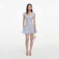 Blue Lace Square Neck Mini Dress