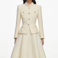Yellow Boucle And Taffeta Midi Dress