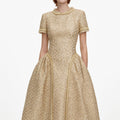 Gold Sequin Boucle Midi Dress