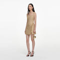 Gold Sequin Boucle Sleeveless Mini Dress
