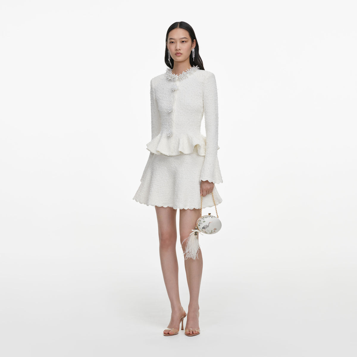 White Textured Knit Mini Dress