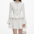 White Textured Knit Mini Dress