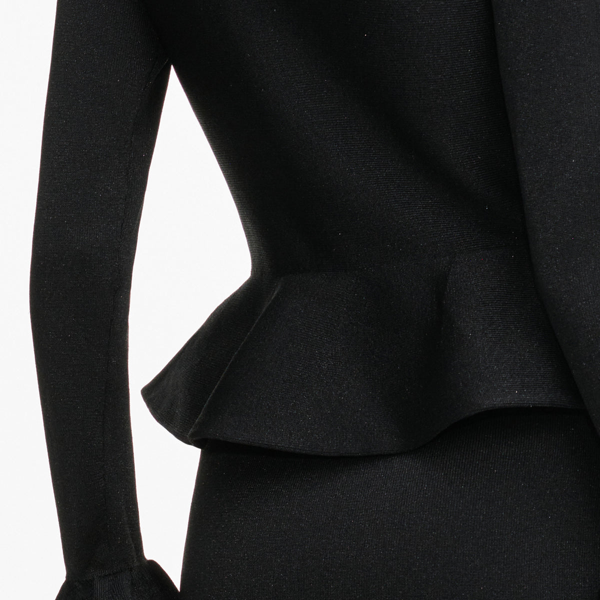 Black Crystal Trim Knit Midi Dress