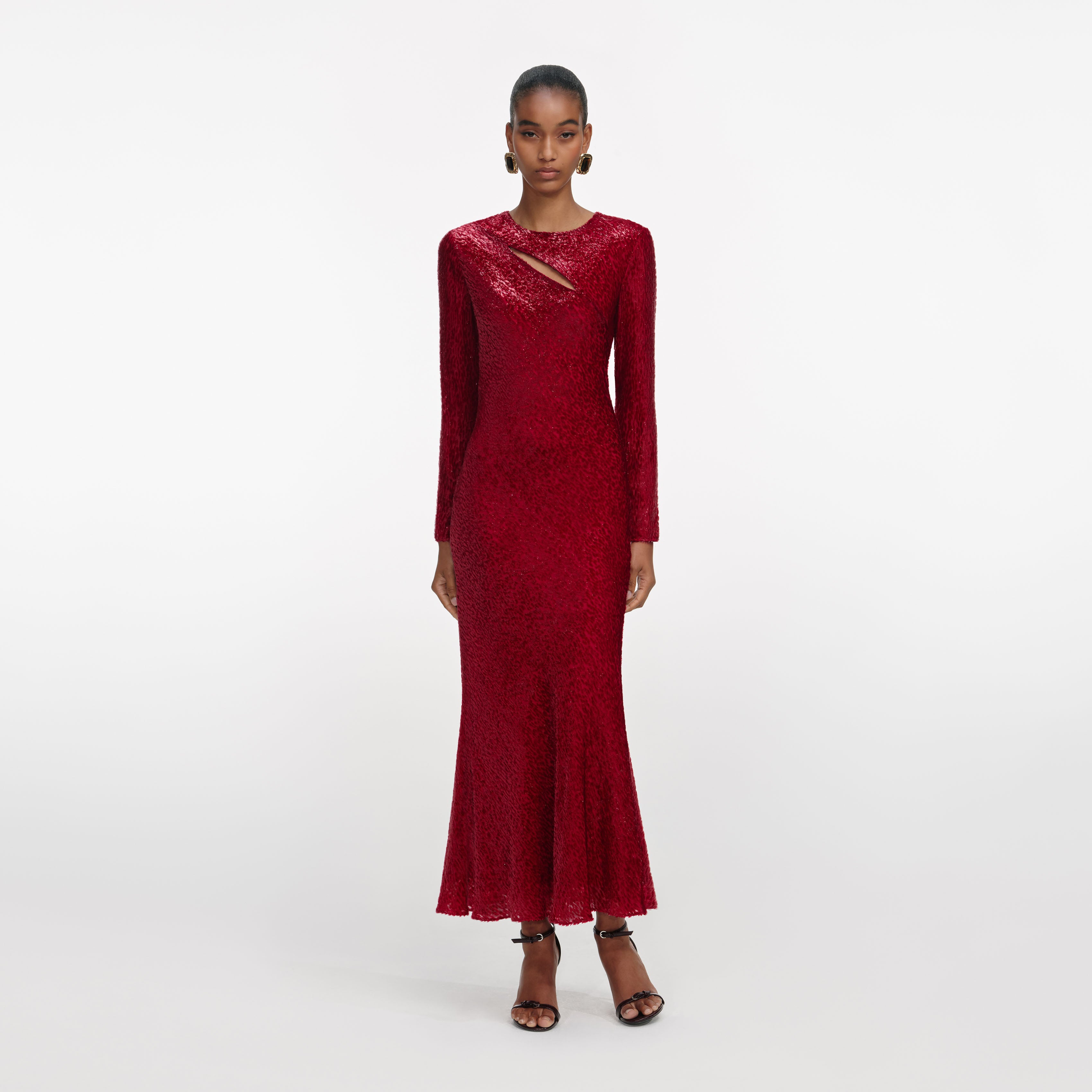 Red Fil Coupe Midi Dress – self-portrait